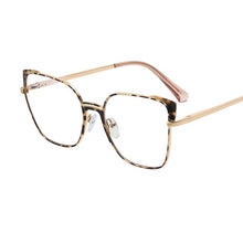 Load image into Gallery viewer, Sexy Leopard Women&#39;s Cat Eye Glasses Frame Design Oversized Decorative Glasses Woman Metal Anti Blue Light Spectacles