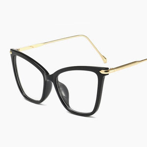 Sexy Red Eyeglasses Frame Women Cat Eye Glasses Clear Lens Sunglasses Frame Fashion Spectacles Oversized Eyewear Metal Legs