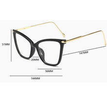 Load image into Gallery viewer, Sexy Red Eyeglasses Frame Women Cat Eye Glasses Clear Lens Sunglasses Frame Fashion Spectacles Oversized Eyewear Metal Legs