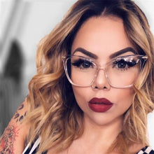 Load image into Gallery viewer, Sexy Red Eyeglasses Frame Women Cat Eye Glasses Clear Lens Sunglasses Frame Fashion Spectacles Oversized Eyewear Metal Legs