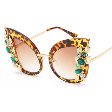 Sexy Tortoise Large Women Sunglasses Mirror Brown Gradient Butterfly Ladies Glasses Cat Eye Lunette De Soleil Femme AAAJ02