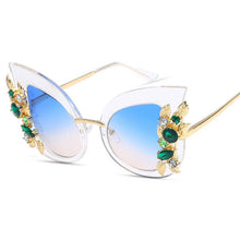 Carica l&#39;immagine nel visualizzatore di Gallery, Sexy Tortoise Large Women Sunglasses Mirror Brown Gradient Butterfly Ladies Glasses Cat Eye Lunette De Soleil Femme AAAJ02