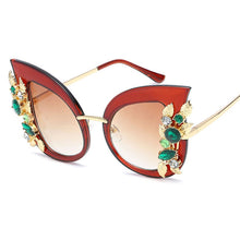 Carica l&#39;immagine nel visualizzatore di Gallery, Sexy Tortoise Large Women Sunglasses Mirror Brown Gradient Butterfly Ladies Glasses Cat Eye Lunette De Soleil Femme AAAJ02
