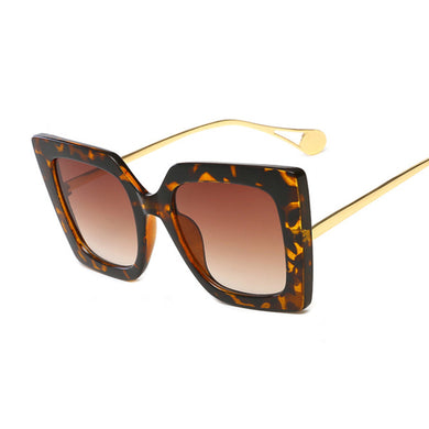 Sexy Vintage Leopard Square Sunglasses Women  Brand Designer Sun Glasses Female Big Frame Gradient Oculos De Sol