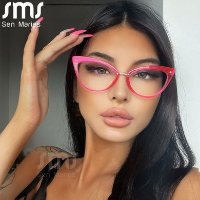 Sexy Women Cat Eye Anti Blue Light Optical Glasses Frames TR90 Computer Eyeglasses Blue Light Blocking Eyewear