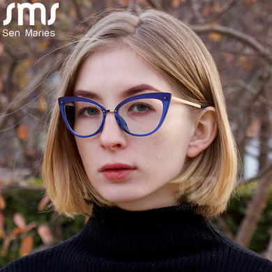 Sexy Women Cat Eye Anti Blue Light Optical Glasses Frames TR90 Computer Eyeglasses Blue Light Blocking Eyewear