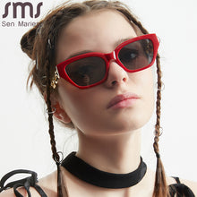 Load image into Gallery viewer, Sexy Women Cat Eye Sunglasses Brand Designer Small Metal Chain Sunglasses Vintage Sun Glasses Men Eyeglasses Trend Black Shades