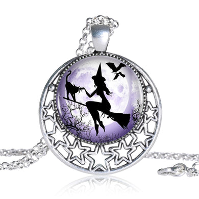 Shadow cast witch Pagan Wicca Logo Round Pendant Women Choker Statement Silver Necklace For Men Dress Accessories 82529