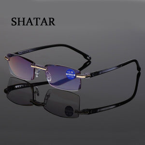Shatar 2023 Rimless Reading Glasses Men Trend Looks Young And Anti-blue Light Lightweight Prescription Glasses