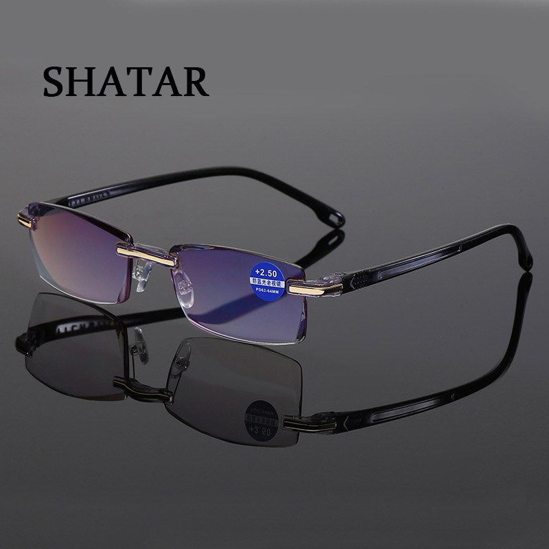 Shatar 2023 Rimless Reading Glasses Men Trend Looks Young And Anti-blue Light Lightweight Prescription Glasses