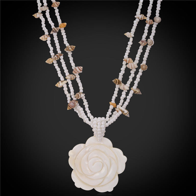 Shell Necklace For Women White Flower Jewelry Party Gift 2016 Fashion European American Style Natural Shell Maxi Necklace N1716