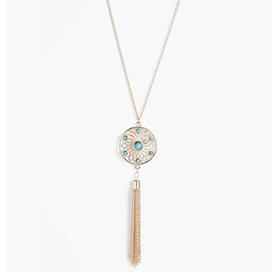 Boho Bead Flower Necklaces Fashion Hollow Net Tassel Long Pendant Dangle Necklace For Women Jewellry