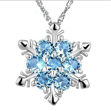 Fashion Snowflake Pendant Necklace Vintage Crystal Cubic Zirconia Link Chain Necklaces For Women Jewelry Kolye Gift