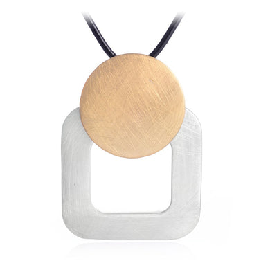 2018 Punk Nero PU Pelle Fatta a Mano Filo Trafilatura Quadrato Rotondo Collana Lunga Ciondolo per Donna Unisex Dichiarazione Bijoux 
