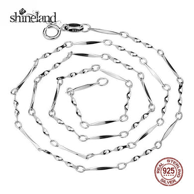 Genuine 100% 925 Sterling Silver Twisted Chains For Women Fine Jewelry Necklace Silver Basic Chains DIY Accessries