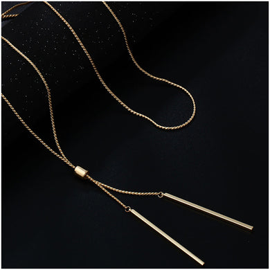 Women Accessories Hot Fashion Gold-color Metal Chain Collier Long Strip Pendants Gifts Lady Charm Necklaces Jewelry