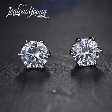 Shining Round AAA Cubic Zirconia Mens Earrings for Men Classic Small Crystal Women Studs Ear Jewelry Brincos AE402