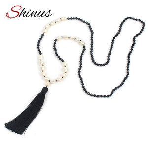 Trendy Necklace Women Statement Facet Beads Tassel Long Ethnic Boho Jewelry Meditation Collier Femme Necklaces&Pendants