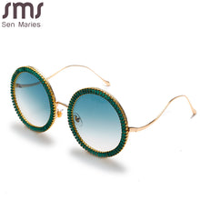 Load image into Gallery viewer, Shiny Crystal Round Sunglasses Women  Brand Designer Sun Glasses Zircon Diamond Female Eyewear Vintage Eyewear Men Shades