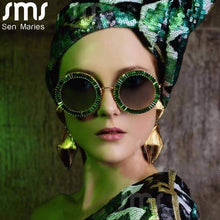 Load image into Gallery viewer, Shiny Crystal Round Sunglasses Women  Brand Designer Sun Glasses Zircon Diamond Female Eyewear Vintage Eyewear Men Shades