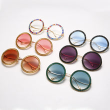 Load image into Gallery viewer, Shiny Crystal Round Sunglasses Women  Brand Designer Sun Glasses Zircon Diamond Female Eyewear Vintage Eyewear Men Shades