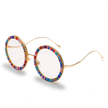 Load image into Gallery viewer, Shiny Crystal Round Sunglasses Women  Brand Designer Sun Glasses Zircon Diamond Female Eyewear Vintage Eyewear Men Shades