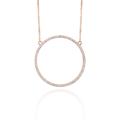 Shiny Paved Tiny Crysral Circle Round Necklaces For Women Jewelry Gold Silver Color Long Chain Necklaces & Pendants XL06053