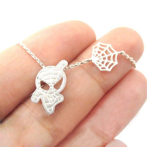 1pc--Spider-Man Homecoming Themed Necklace Spiderman and Spider Web Shaped Charming Design Handmade Statement Jewelry