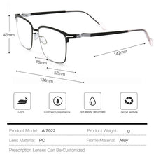 Load image into Gallery viewer, Silicone Alloy Glasses Frame Men Square Optical Prescription Eyeglasses 2023 ULTEM Metal Myopia Glasses Frame Eyewear