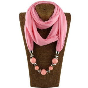 Silk Scarf Necklace Blue Resin Bead Pendant Neckerchief Scarves Women Fringe Tassel Necklaces 2018 New Statement Jewelry Bijoux
