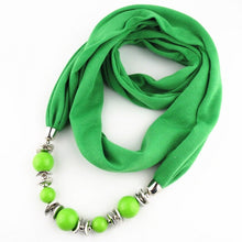 Carica l&#39;immagine nel visualizzatore di Gallery, Silk Scarf Necklace Blue Resin Bead Pendant Neckerchief Scarves Women Fringe Tassel Necklaces 2018 New Statement Jewelry Bijoux