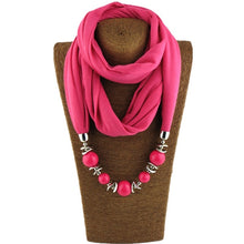 Carica l&#39;immagine nel visualizzatore di Gallery, Silk Scarf Necklace Blue Resin Bead Pendant Neckerchief Scarves Women Fringe Tassel Necklaces 2018 New Statement Jewelry Bijoux