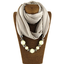 Carica l&#39;immagine nel visualizzatore di Gallery, Silk Scarf Necklace Blue Resin Bead Pendant Neckerchief Scarves Women Fringe Tassel Necklaces 2018 New Statement Jewelry Bijoux