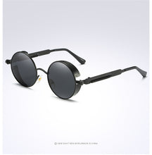 Load image into Gallery viewer, Silver Black Metal Polarized Sunglasses Gothic Steampunk Sunglasses Mens Womens Retro Vintage Shield Eyewear Shades 2023