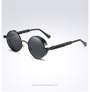 Silver Black Metal Polarized Sunglasses Gothic Steampunk Sunglasses Mens Womens Retro Vintage Shield Eyewear Shades 2023