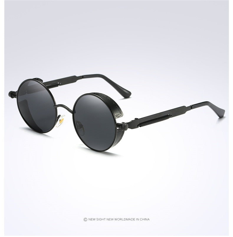 Silver Black Metal Polarized Sunglasses Gothic Steampunk Sunglasses Mens Womens Retro Vintage Shield Eyewear Shades 2023
