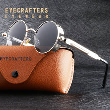 Load image into Gallery viewer, Silver Black Metal Polarized Sunglasses Gothic Steampunk Sunglasses Mens Womens Retro Vintage Shield Eyewear Shades 2023