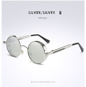 Silver Black Metal Polarized Sunglasses Gothic Steampunk Sunglasses Mens Womens Retro Vintage Shield Eyewear Shades 2023