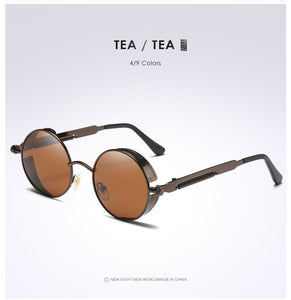 Silver Black Metal Polarized Sunglasses Gothic Steampunk Sunglasses Mens Womens Retro Vintage Shield Eyewear Shades 2023