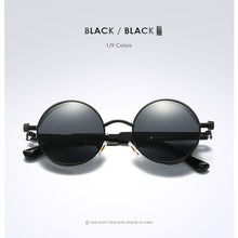 Load image into Gallery viewer, Silver Black Metal Polarized Sunglasses Gothic Steampunk Sunglasses Mens Womens Retro Vintage Shield Eyewear Shades 2023