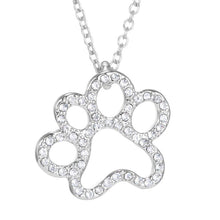 Load image into Gallery viewer, Silver Crystal Animal Pet Memorial Necklaces Cat Dog Puppy Heart Shape Pendant Necklace Rhinestone Jewelry