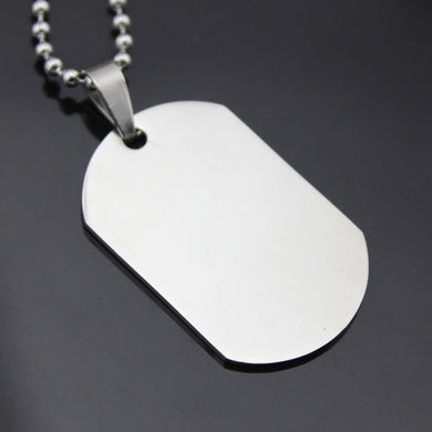 Silver Dog Tag Necklaces Stainless Steel Pendant Long Link Chain Fashion Statement Charm Necklace Men Women Jewelry Choker