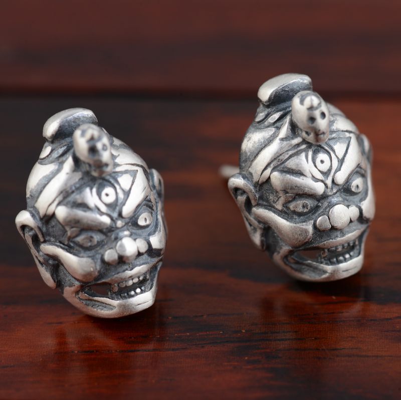 Silver Earrings Sterling Silver S925 earrings make old technology lovers head shape explosion gift Lohan personality