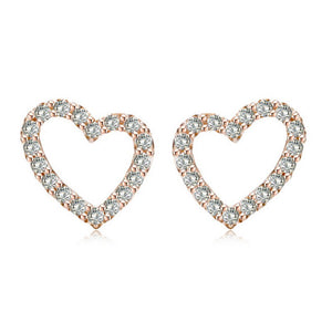 Silver Heart Earrings 100% Real 925 Sterling Silver Stud Earrings For Girls YH4640