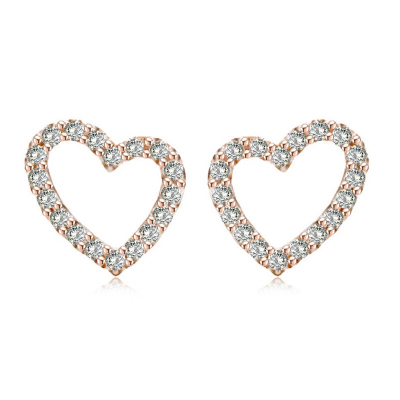 Silver Heart Earrings 100% Real 925 Sterling Silver Stud Earrings For Girls YH4640