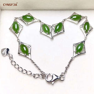 Silver Inlaid With Russian Jasper Bracelets Certified Natural Hetian Jasper Lucky Jade Bracelet High Quality Birthd Gifts