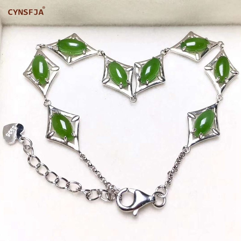 Silver Inlaid With Russian Jasper Bracelets Certified Natural Hetian Jasper Lucky Jade Bracelet High Quality Birthd Gifts