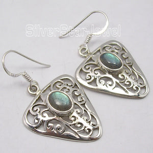 Silver LABRADORITE FILIGREE Earrings 4.1CM JEWELRY