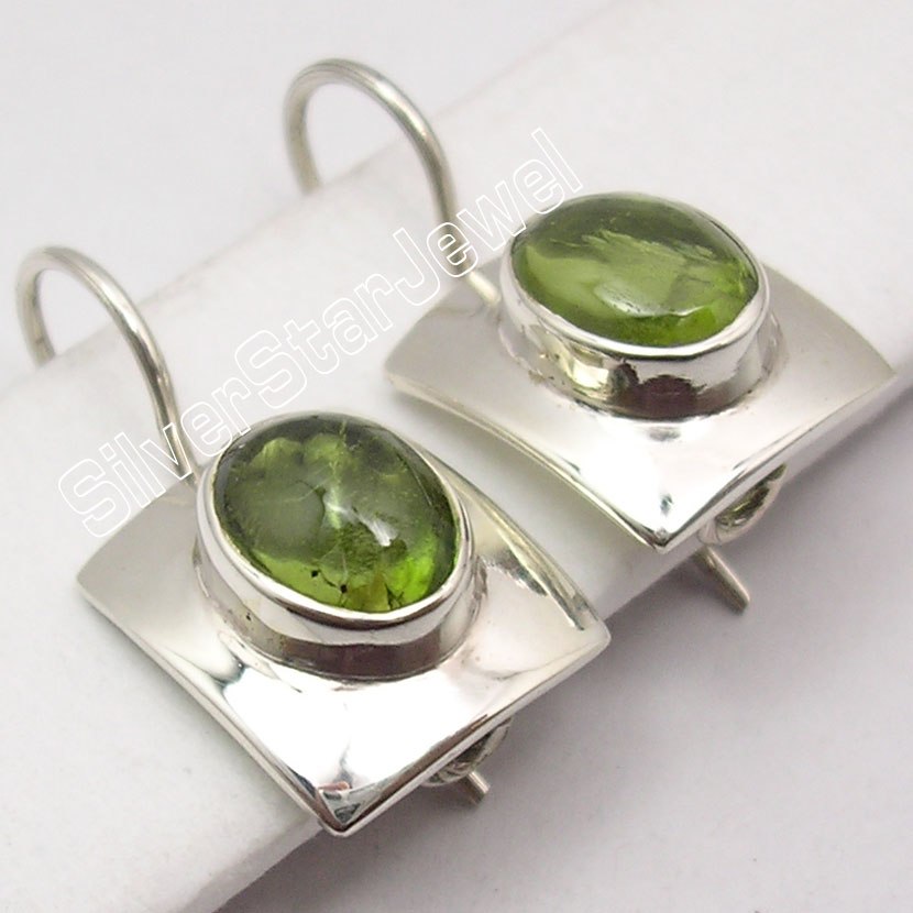 Silver PERIDOT EXCLUSIVE NEW Dangle Earrings 2.5CM