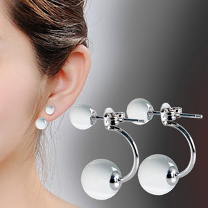 Silver Plated Plated Opal Cat's Eyes Stone Ear Studs Earrings Fashion Jewelry,Mixed Wholesale EH-Opal-6mm+8mm